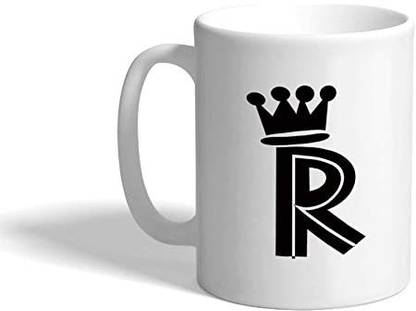Eximfly R crown font white coffee mug Ceramic Coffee Mug