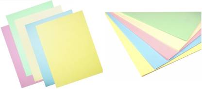 Oddy Double Sided 200 pc Pastel Color Paper, 4 COLORS UNRULED, PACK OF 2, TOTAL - 200 SHEETS A4 75 gsm Coloured Paper