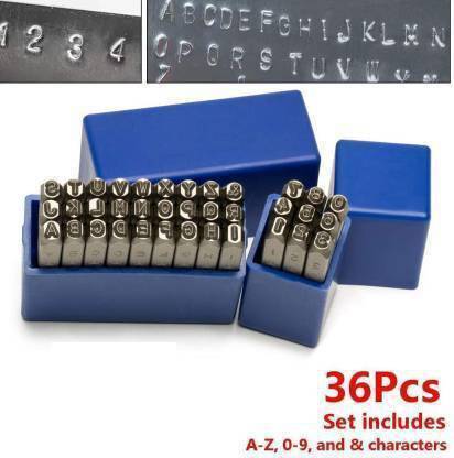 SAMENX etter & Number Punch Set (0 to 9) & 27 (A to Z ) 36pcs 1/8'' INCH (3mm) Punches & Punching Machines
