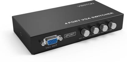 VIBOTON 4 Port VGA Switch, 4 Port VGA Input 1 Port VGA Output for 4 PC to Share Monitor Media Streaming Device