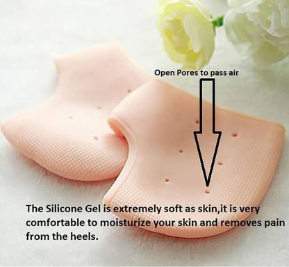 Purasoft Anti heel crack set socks pain foot gel relief silicone moisturizing Heel Support