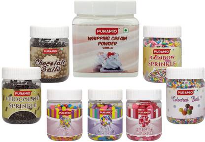 PURAMIO Combo Pack of- Whipping Cream Vanilla 250g + Cake Decoration Items- 25g Each Icing