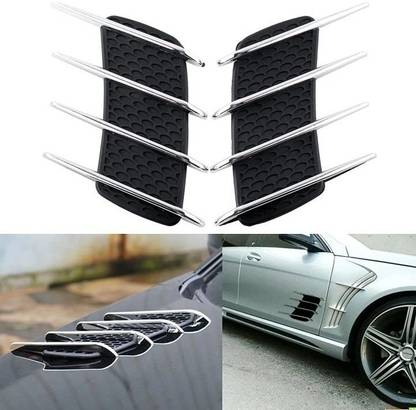 AutoBizarre Air Flow Duct Stickers with 4 Chrome and Flexible Silicone Rubber Base Boonet Scoop