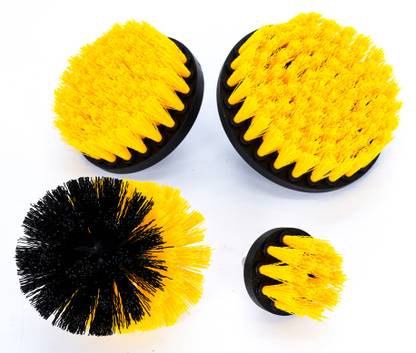 JPT 4 Pcs Cleaning/Scrubbing Brush Kit with 1/4" Hex Shank for Drill Attachment Polyester Wet and Dry Brush