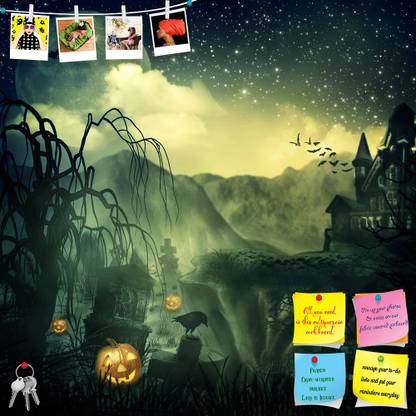 Artzfolio Scary Movie Notice Pin Board Soft Board with Push Pins Cork Bulletin Board