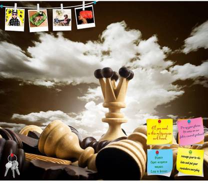Artzfolio Chess Board Notice Pin Board Soft Board with Push Pins Cork Bulletin Board