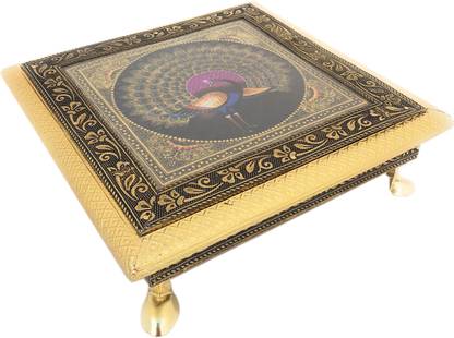 NAVRANG Bajoth Chowki for Puja, Wooden Bajot for Puja, Chaurang, Patla Wooden Pooja Chowki