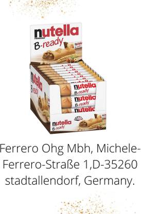 nutella Ferrero Hazelnut Spread B - ready (IMPORTED) (Pack Of 36) Cream Filled Biscuit