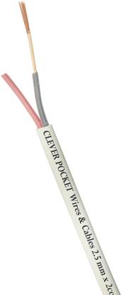 CLEVER POCKET 2.5 mm x 2 core Twin Flat Copper Electrical Wire with Triple Layer Insulation 2.5 sq/mm White 90 m Wire