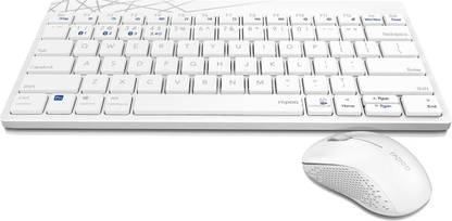 RAPOO 8000M( K8000M+M160 )White 18765 Wireless, Bluetooth Tenkeyless Multi-device Keyboard Compatible with Desktop, Laptop, Tablet, iPad, Mac multimedia_keys