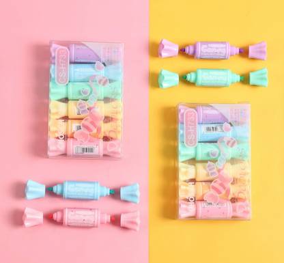 SARASI Double Side Mini Candy Highlighter Marker Combo For Kids[Pack 12, Multicolor]