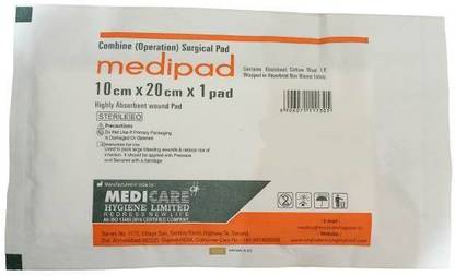 Medicare 10cm*20cm Highly Absorbent Wound Pad (Pack of 5) Foams Medical Dressing