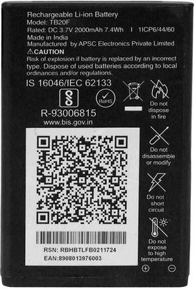 imbi Mobile Battery For  JIO/LYF F220B LYF F61F F20 F30 F41 F61 F81F F81 F120 F91 F101 Jio Phone 2 LF-2403 F50 F120 F271 F2403
