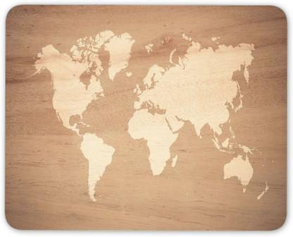 MIKKA Wooden Map Mouse Mat Pad - Earth Travel Atlas Holiday Maps Computer Gift #15943 Mousepad