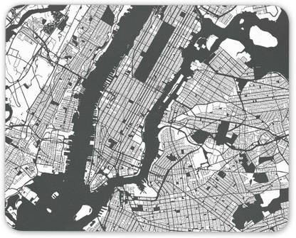 MIKKA New York City Manhattan Map Mouse Mat Pad - NYC Artwork Art Gift Computer #13258 Non Slip Base Mousepad