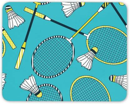 MIKKA Cool Badminton Mouse Mat Pad - Racket Shuttlecock Men's Fun Gift Computer #8828 Non Slip Base Mousepad