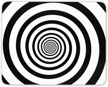 MIKKA Optical Illusion Black White Swirl Mouse Mat Pad - Fun Art Gift Computer #14505 Mousepad