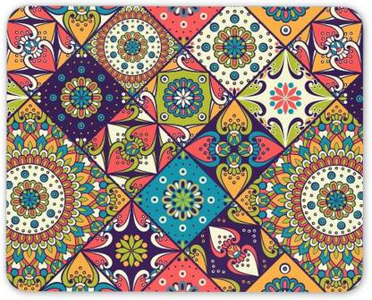 MIKKA Vintage Pattern Mouse Mat Pad - Boho Hippy Indian Fun Mum Gift PC Computer #8400 Non Slip Base Mousepad