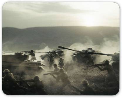 MIKKA War Zone Battlefield Mouse Mat Pad - Soldiers Fighting Army Computer Gift #14541 Non Slip Base Mousepad