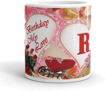 TPM Happy Birthday My Love whose name start letter R (350ML) MG4045 Ceramic Coffee Mug