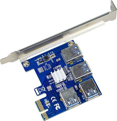 microware PCIe Splitter 1 to 4 PCI-Express, PCI-E 1X to External 4 USB 3.0 Adapter Network Interface Card