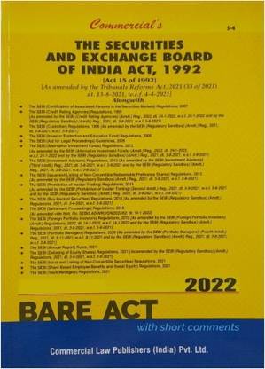 SEBI - Securities And Exchange Board Of India Act 1992 - BARE ACT - 2022 - Commercial