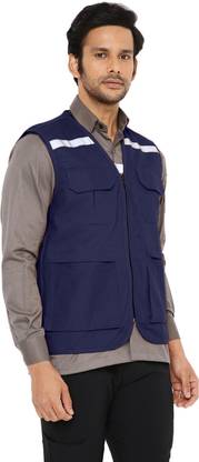 Associated Uniforms Navy Blue Sleeveless Jacket/Vest of Mercerized Cotton Fabric XL Safety Jacket
