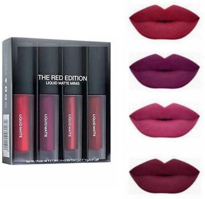 THE NYN Insta Beauty Super Stay Water Proof Sensational Liquid Matte Lipstick,B Set of 4
