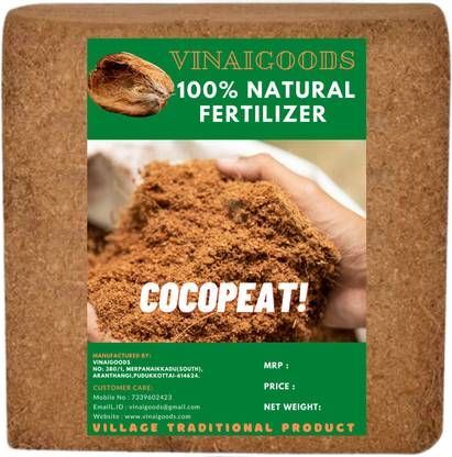 Vinaigoods Cocopeat 5Kg Block Soil Manure/Fertilizer (Pack of 5kg Cake) Potting Mixture