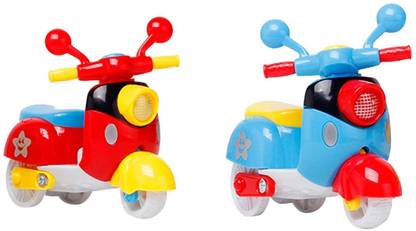 MIMY Cute Scooter Mini Pull Back Scooter Toy for Kids Office Table Desk (Pack Of 2)