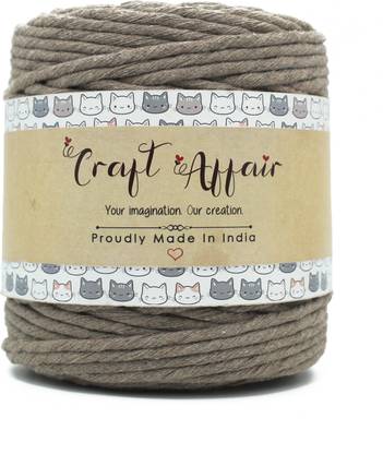 Craft Affair | Single Strand Cotton Macrame Cord (50 M, 3mm) | Craft, DIY - Stone
