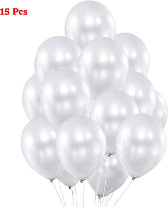 KIDS EARTH Solid White Metallic Balloons Silver Balloons Best for Birthday, Party & More Occasion Balloon