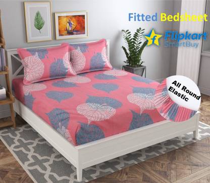 Flipkart SmartBuy 180 TC Microfiber Queen Printed Fitted (Elastic) Bedsheet