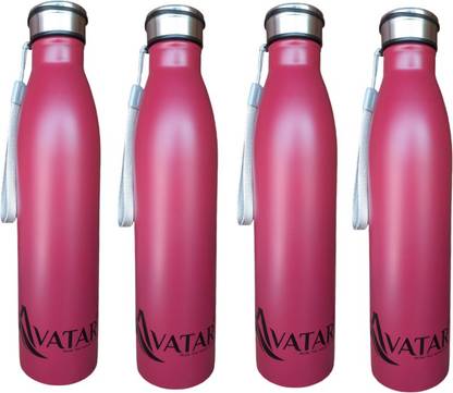 AVATAR 1000 ML 162 C RED COLOR STEEL WATER BOTTLE PACK 4 1000 ml Bottle