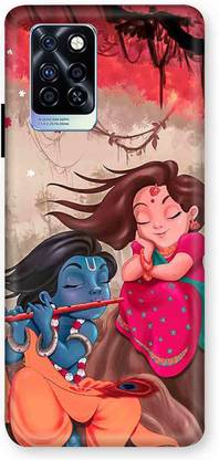 NDCOM Back Cover for Infinix Note 10 Pro Lord Krishna With His Flute & Radha Printed
