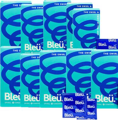 Bleu Spiral Condoms for Men for extra pleasure & long lasting climax delay,Pack of 10 Condom