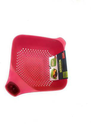 NAYASA Apex Plastic Vegetable Fruit Basket Rice Wash Sieve Washing Bowl, Plastic Fruit & Vegetable Basket  (Red)