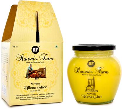 Rawat's Farm Cow Ghee Made by Curd Churning Method Ghee Glass Bottle