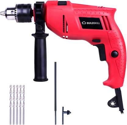 BUILDSKILL Professional High Quality DIY Reversible BGSB13RE Hammer Drill Machine with 5 High Quality Bits Hammer Drill