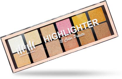 Makeup & More 12 Colours Highlighter Palette, Provides Glowing Skin, Fine Pressed Powder Highlighter