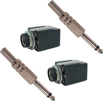 Ovicart 6.35mm MONO Jack Female Socket 6.3 Metal Male Audio Jack 2 Pair Male / Female 6.3 Jack pin Connector