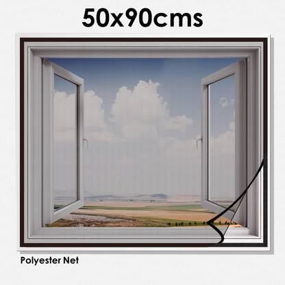 Lifekrafts Polyester Adults Washable Readymade Pre-Stitched Window Mosquito Net with Self Adhesive Hook Tape. Mosquito Net