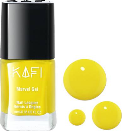 KAFI Gel Effect Nail Polish- Long lasting, Non Toxic, High Shine, Vegan Formula, SalonPro-(Yellow) Summer Holiday