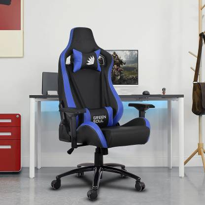 GREEN SOUL Fiction_BlackBlue_FLK Fiction Multi-Functional Ergonomic Chair|Gaming & WFH|4D Armrest|180 Recline Gaming Chair