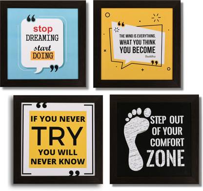 Wall Hanging Motivational Frames, Frame with Quotes for Wall for Entrepreneurs, Students, Business, Trading Set of 4 Paper Print