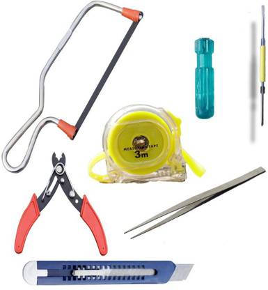 Jiya 110-SAW I MEASUREMENT TAPE I CUTTER I TWEEZER I ETC . MUILTI COLOUR Hand Tool Kit