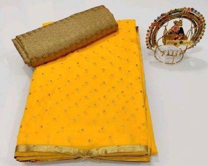PARI DESIGNER Embellished Fashion Nylon Saree with Unstitched Blouse