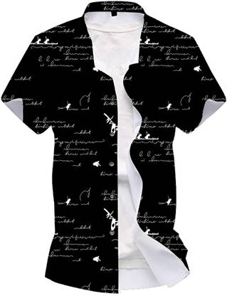 Men Printed Casual Black Shirt