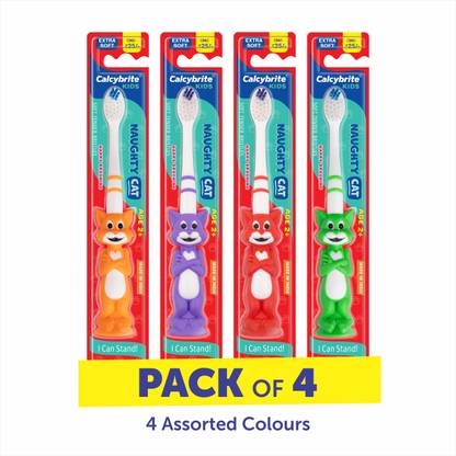 calcybrite KIDS - Naughty Cat (Pack of 4) Extra Soft Toothbrush