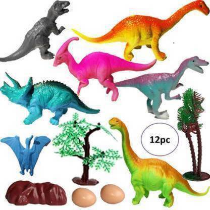 Simpiyega Creation JURASIC WORLD SET 12 PECS Realistic Dinosaur Toy Set for Kids Play (Multicolor)